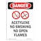 Signmission OSHA Danger Sign, Acetylene No Smoking, 10in X 7in Rigid Plastic, 7" W, 10" L, Portrait OS-DS-P-710-V-1016 - alternate 1